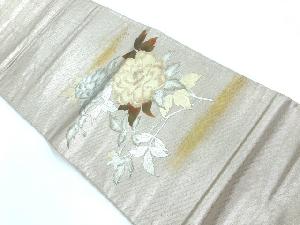アンティーク　作家物　銀彩牡丹模様袋帯（材料）